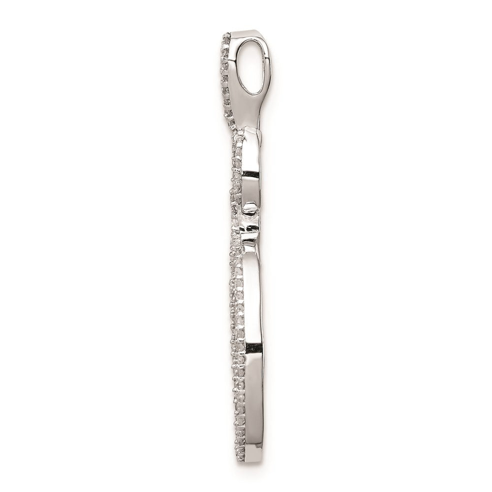 Sterling Silver Rhodium Diamond Oval Pendant