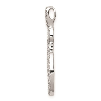 Sterling Silver Rhodium Diamond Oval Pendant