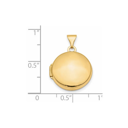 14k Yellow Gold Polished Domed 16mm Round Locket Pendant for Women
