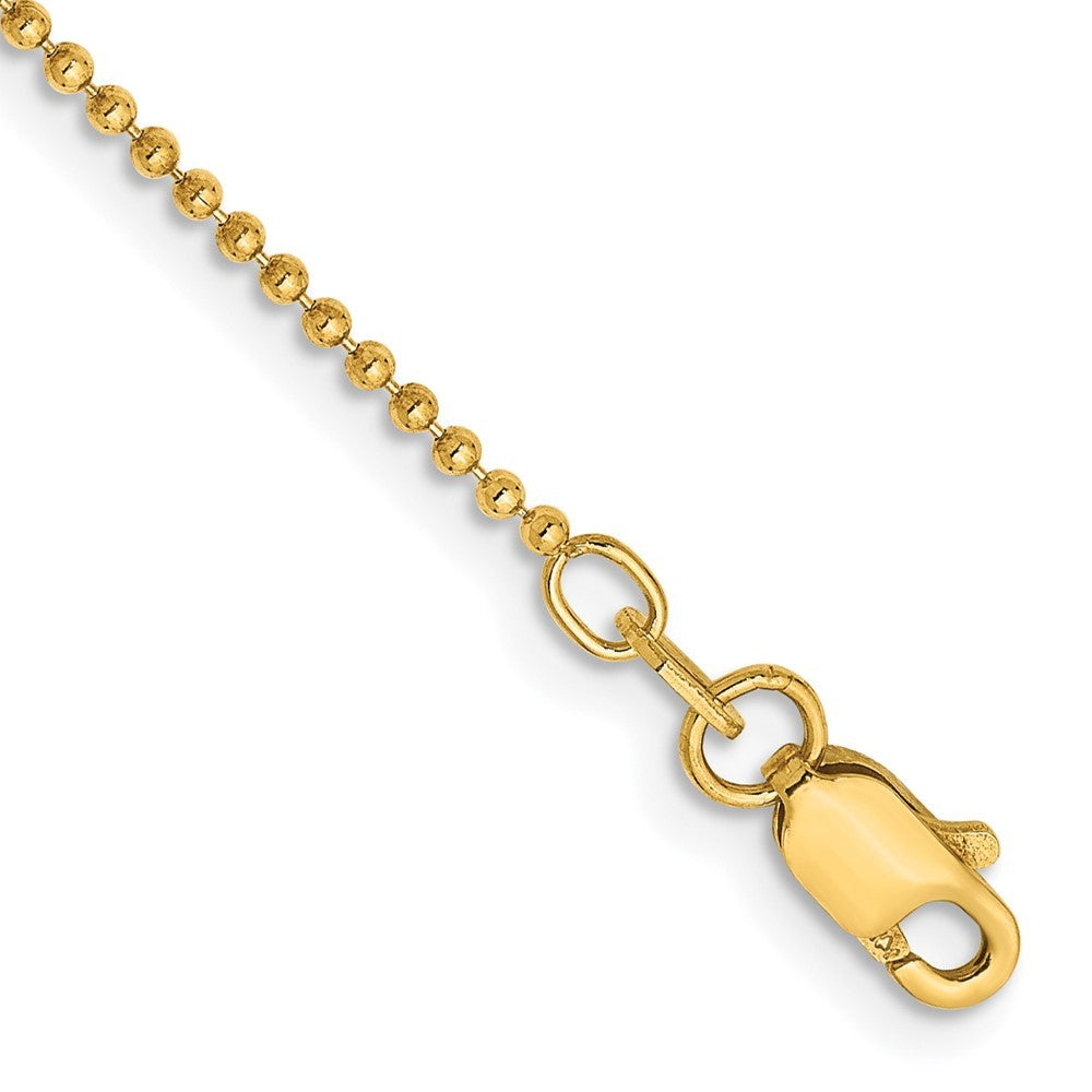 14k Yellow Gold 9 inch 1.2mm Diamond-cut Beaded with Lobter Clasp Anklet
