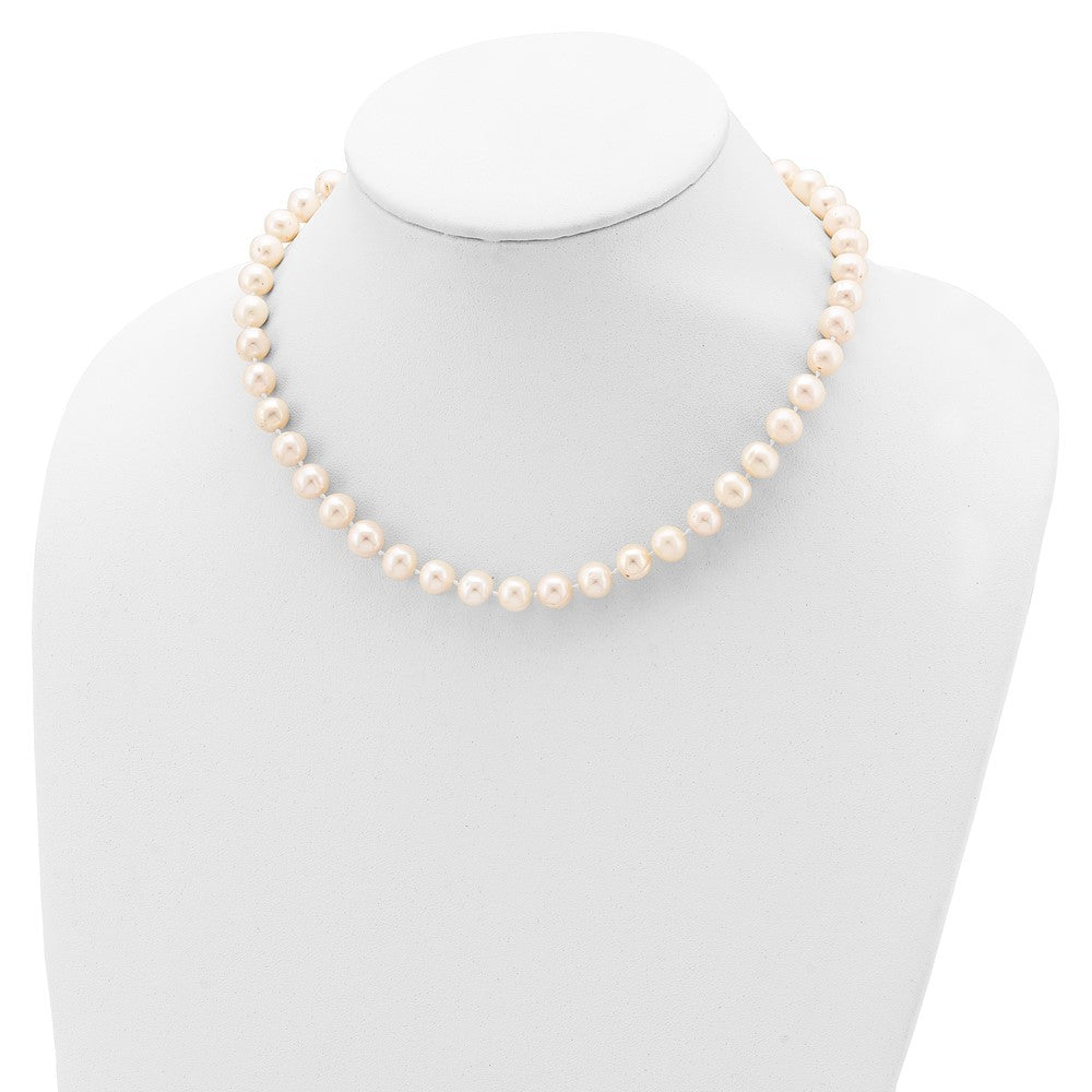 Sterling Silver Rhodium-plated 8-9mm White Cultured Pearl Necklace 18"