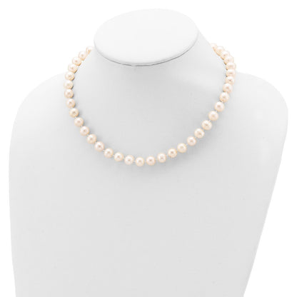 Sterling Silver Rhodium-plated 8-9mm White Cultured Pearl Necklace 18"