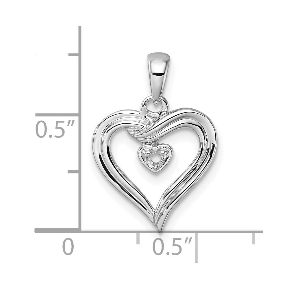 14k White Gold Heart Pendant Mounting for Women