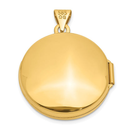 14k Yellow Gold 20mm Round Plain Domed Locket