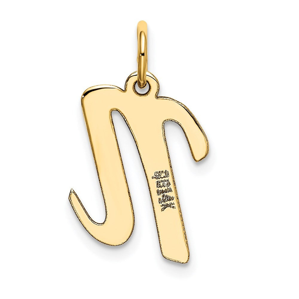 14k Yellow Gold Medium Script Letter N Initial Charm Pendant