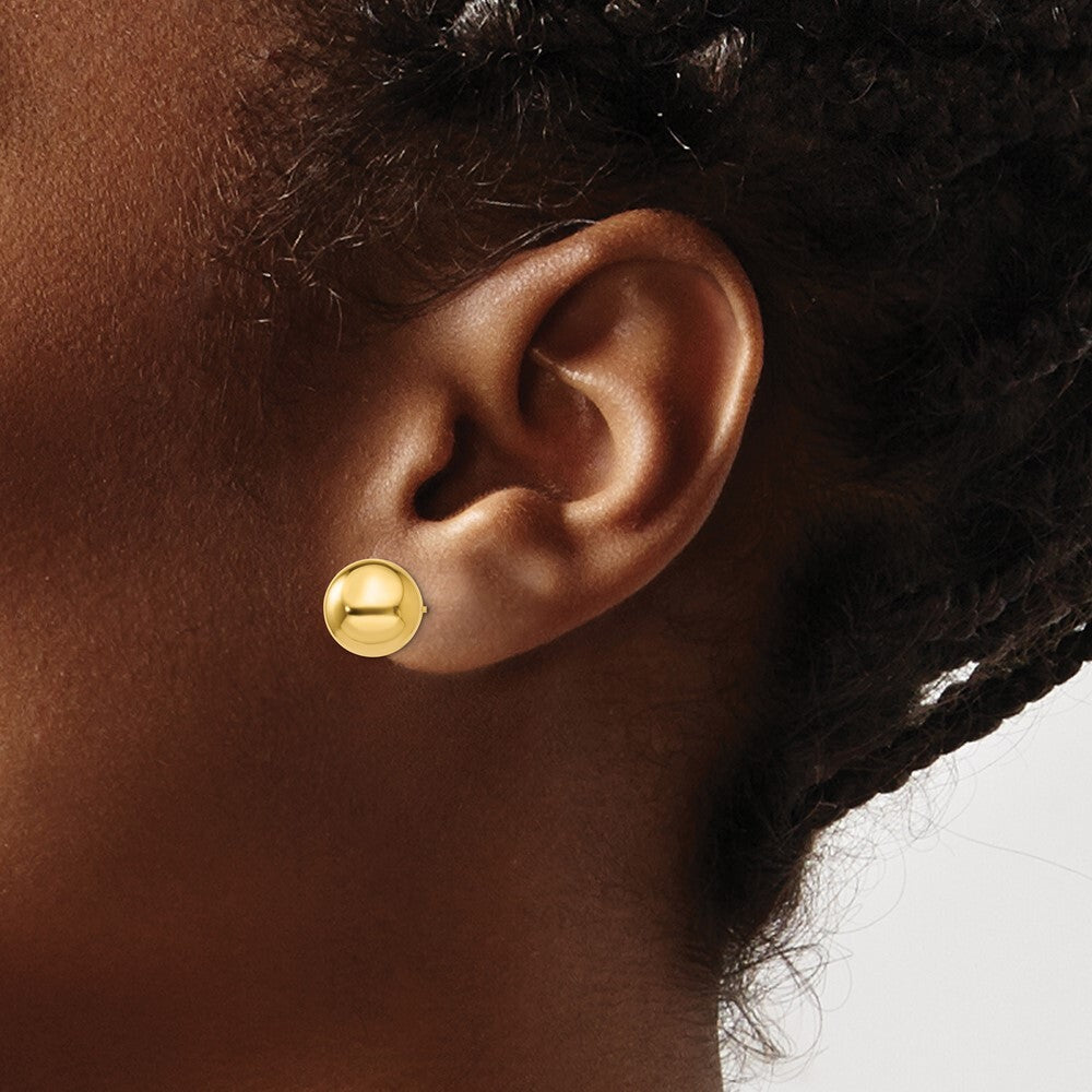 14k Yellow Gold Polished 10mm Ball Stud Earrings Gift for Women