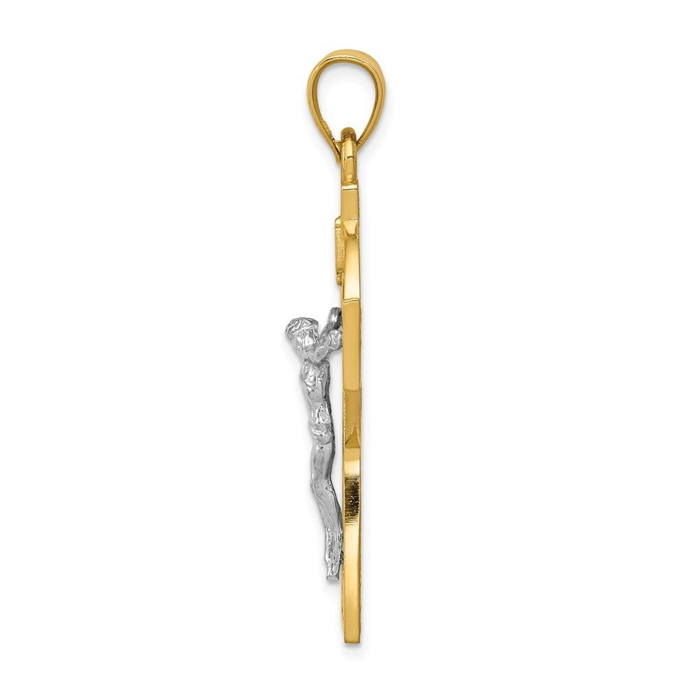 14k Two-Tone Gold Polished Celtic INRI Crucifix Pendant