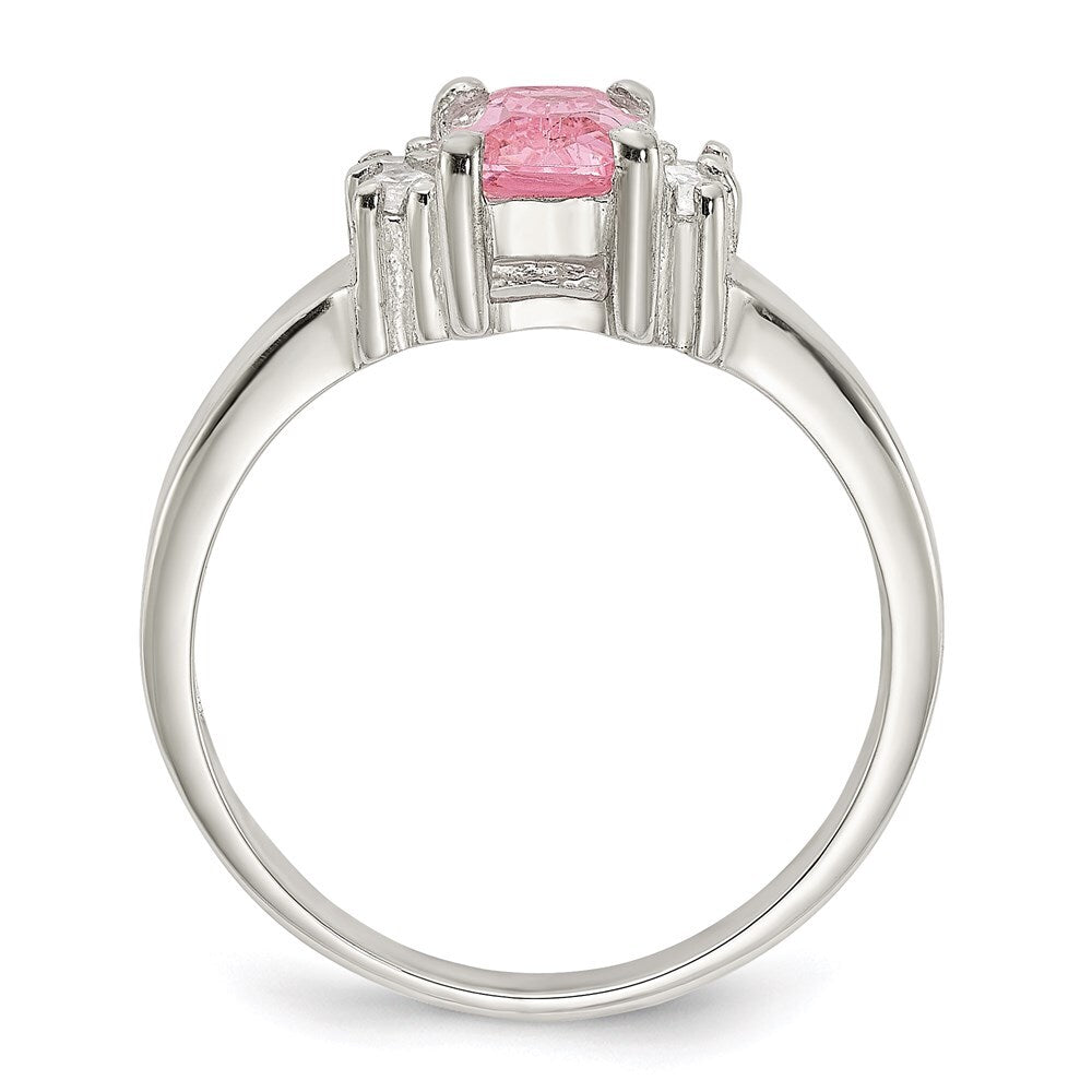 Sterling Silver Pink & White Cubic Zirconia Ring Size 7