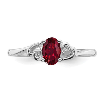 Sterling Silver Rhodium-plated Created Ruby Ring