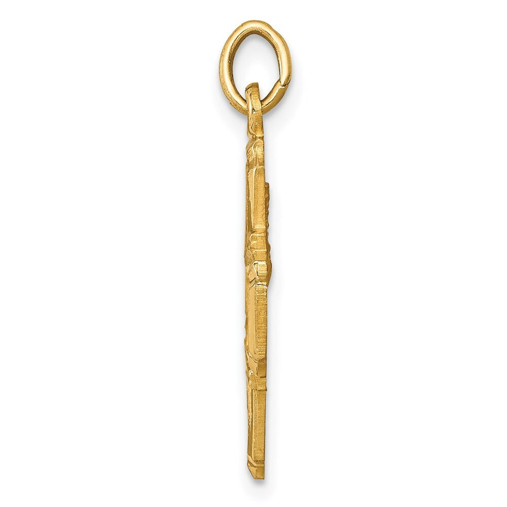 14k Yellow Gold Solid Polished/Satin Small 4-Way Medal Pendant for Women
