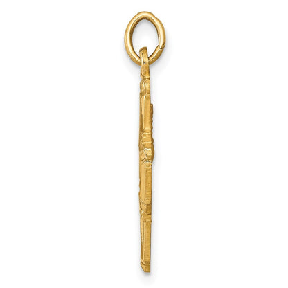 14k Yellow Gold Solid Polished/Satin Small 4-Way Medal Pendant for Women