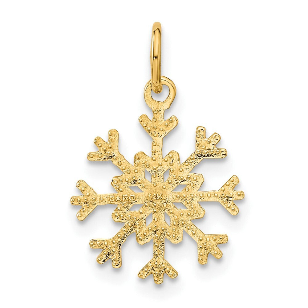 14k Yellow Gold Snowflake Charm Pendant for Women