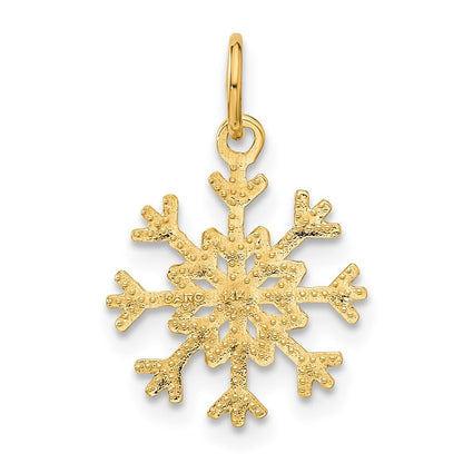 14k Yellow Gold Snowflake Charm Pendant for Women