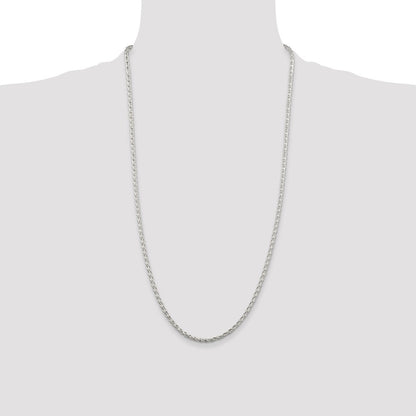 Sterling Silver 2.85mm Diamond-cut Round Spiga Chain