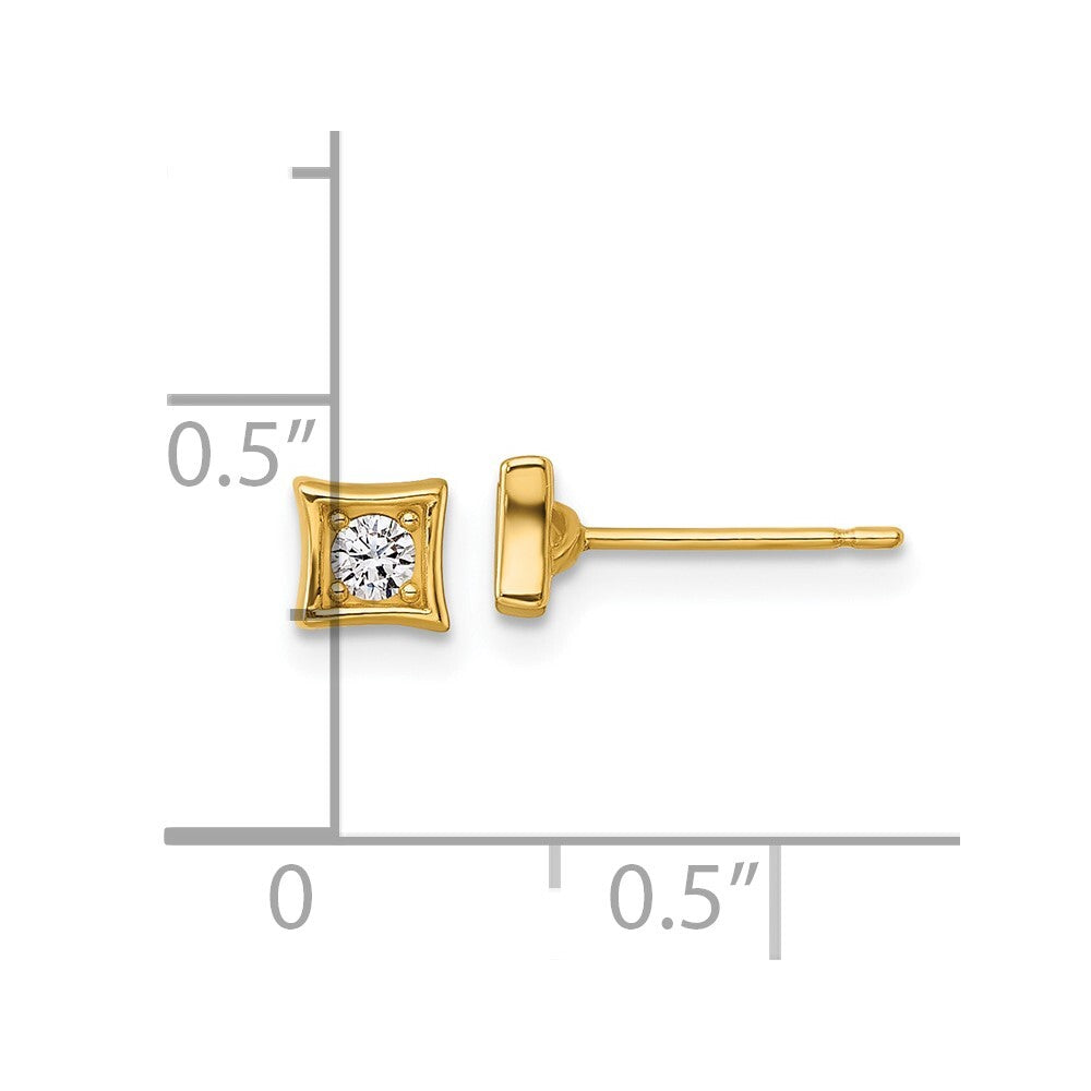 14k Yellow Gold Polished Cubic Zirconia Stud Earrings Gift for Women