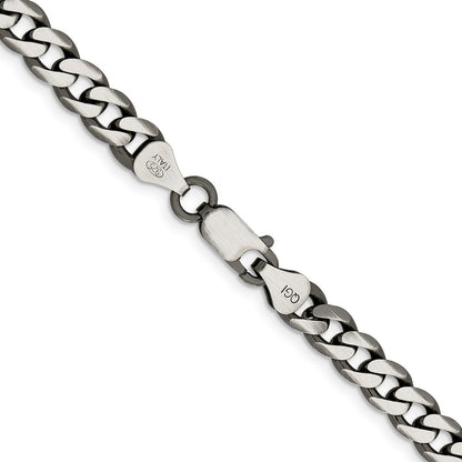 Sterling Silver Antiqued 6.5mm Curb Chain Necklace