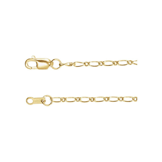 14k Yellow Gold 1.5 mm Adjustable Figaro 16-18" Chain Necklace