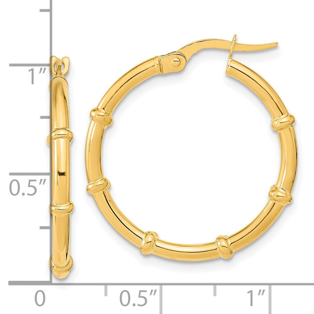 14k Yellow Gold Polished and Fancy Hoop Earrings