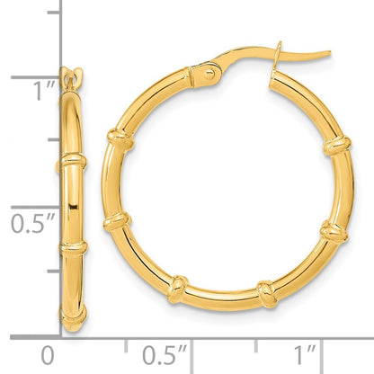 14k Yellow Gold Polished and Fancy Hoop Earrings