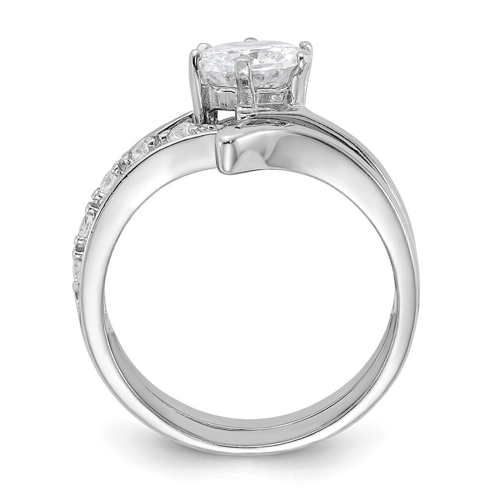 Sterling Silver Rhodium-plated 2-piece Cubic Zirconia Wedding Ring Set Size 6
