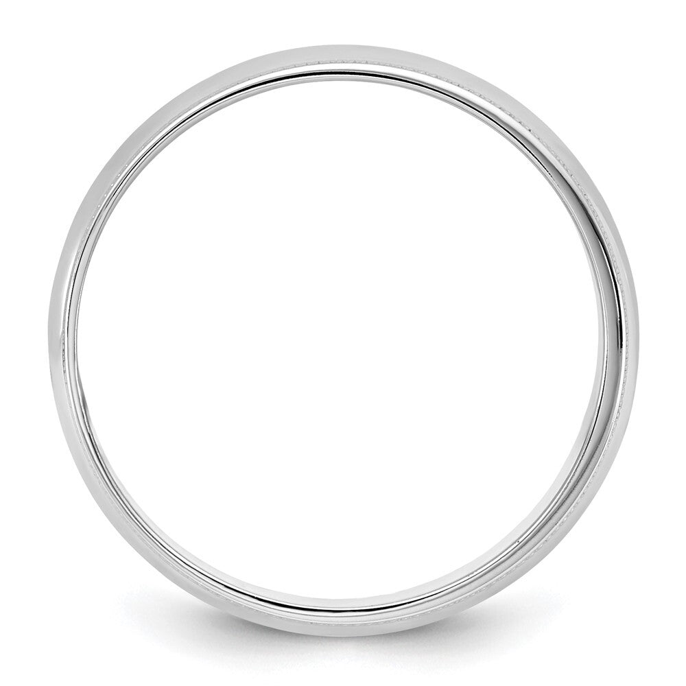 14k White Gold 5.5mm LTW Milgrain Half Round Band Size 9