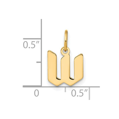 14k Yellow Gold Lowercase Letter W Initial Pendant for Women