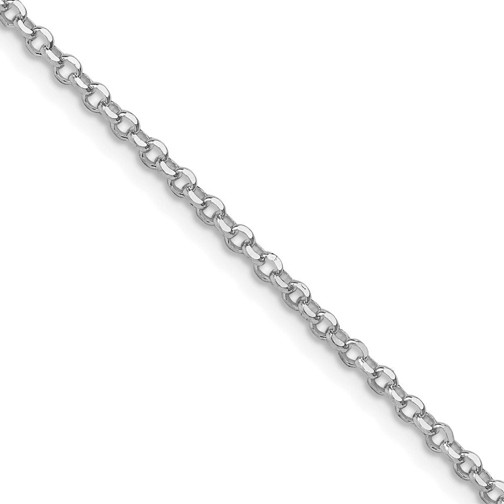 Sterling Silver Rhodium-plated 2.2mm Diamond-cut Cable Chain 4in ext.