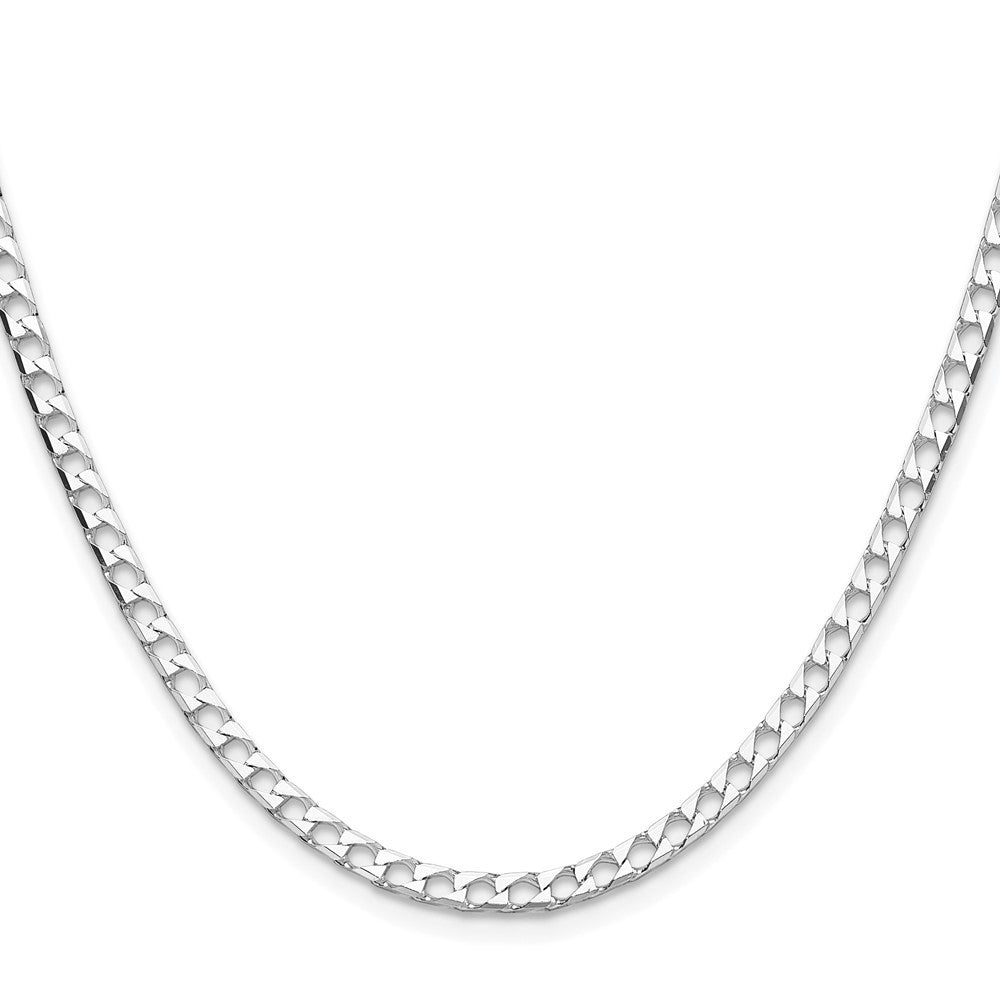 Sterling Silver Rhodium-plated 3.25mm Diamond-Cut Square Curb Chain Necklace
