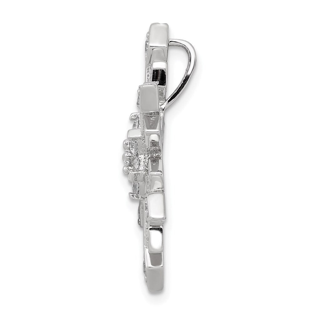 Sterling Silver Rhodium-plated Cubic Zirconia Slide Pendant