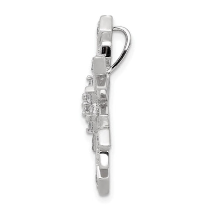 Sterling Silver Rhodium-plated Cubic Zirconia Slide Pendant