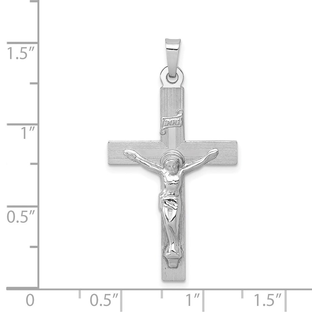 14k White Gold INRI Crucifix Charm Pendant for Women