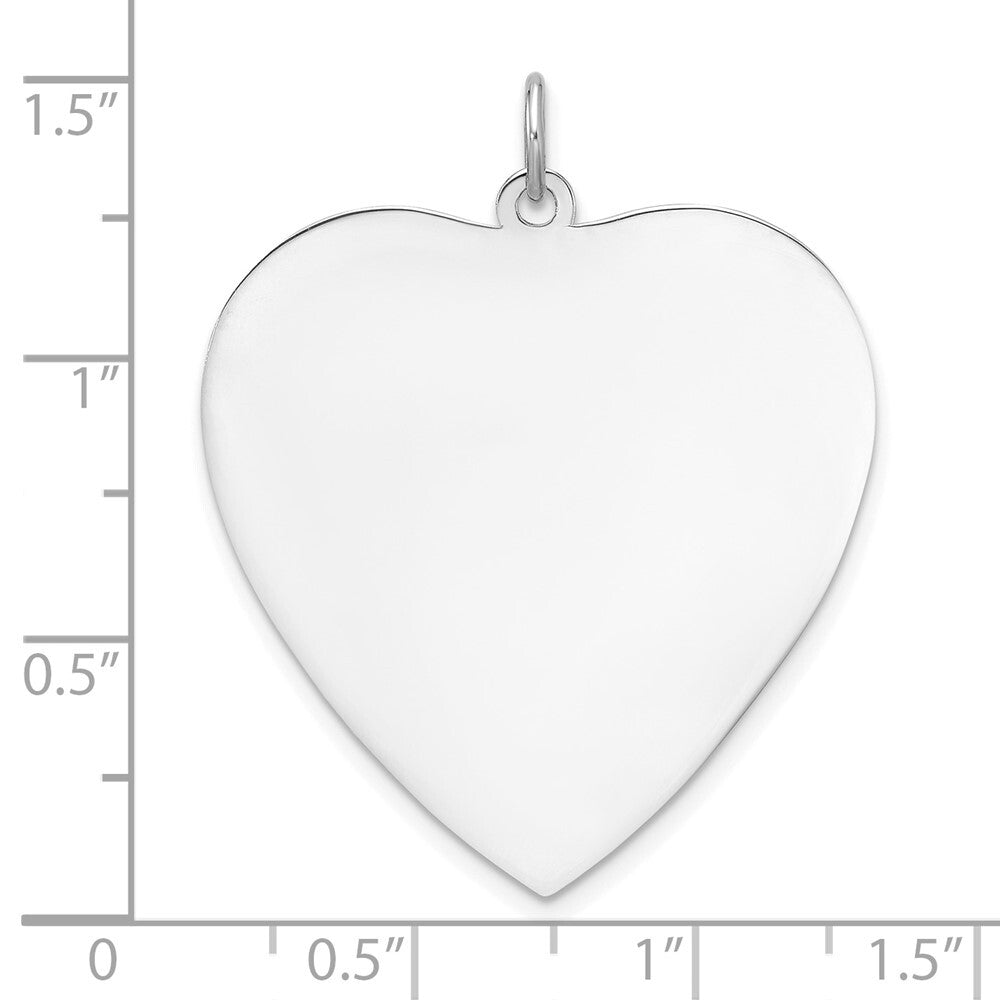 Sterling Silver Rh-plt Engraveable Heart Polished Front/Back Disc Charm