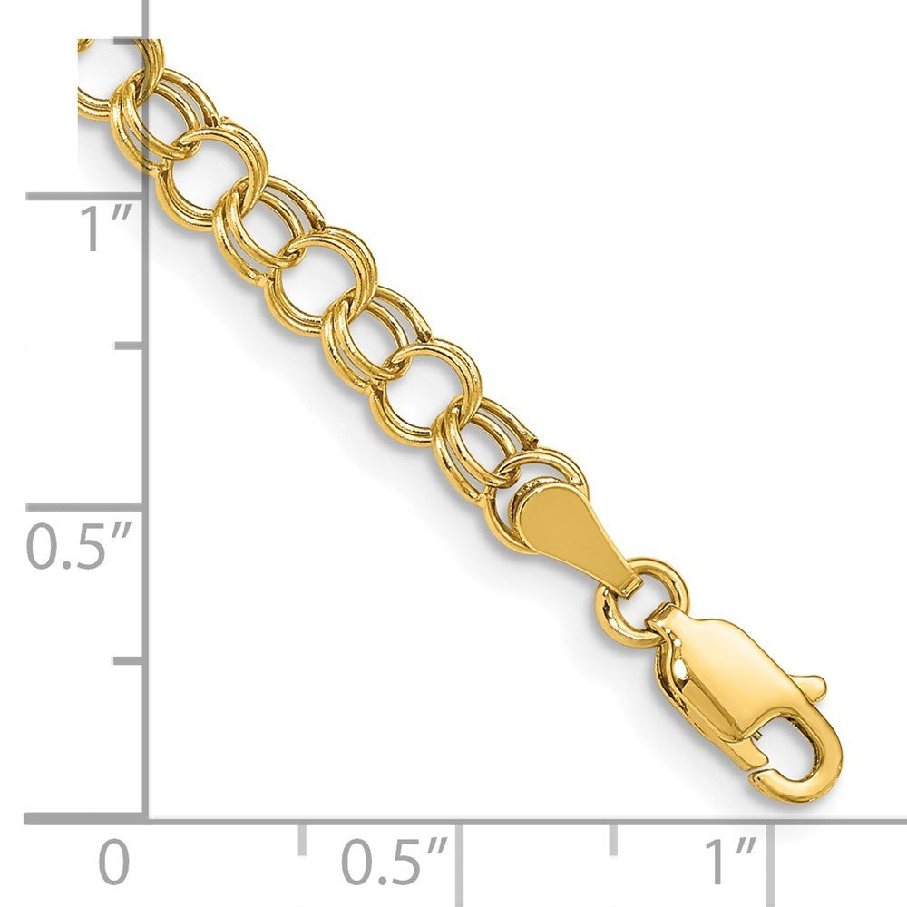 14k Yellow Gold 5mm Hollow Double Link 7 inch Charm Bracelet