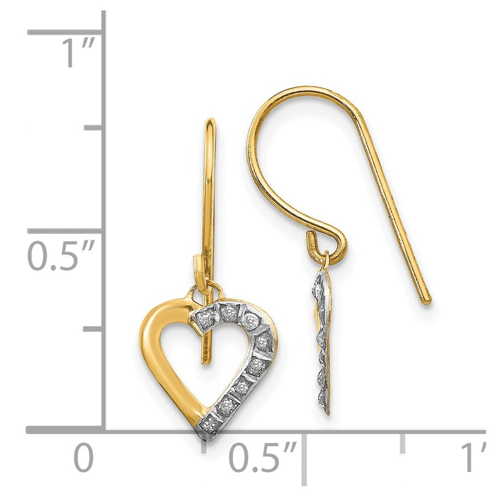 14k Yellow Gold Diamond Fascination Heart Stud Earrings Gift for Women