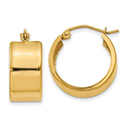 14k Yellow Gold 8.25mm Polished Hoop Earrings Gift for Women
