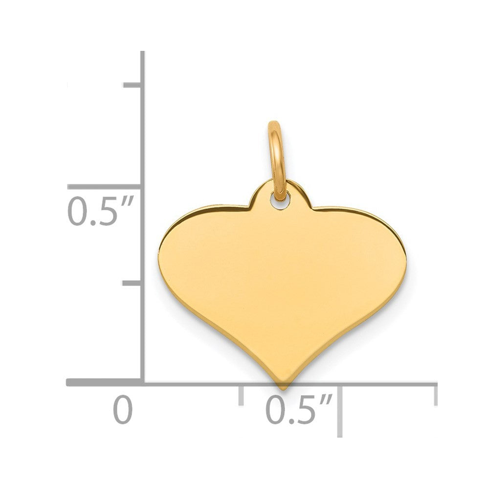 14k Yellow Gold Plain .018 Gauge Engraveable Heart Disc Charm Pendant
