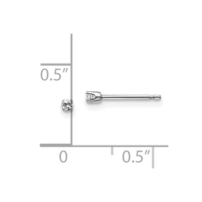 14k White Gold .05ct I2 K-L Diamond Push-on Stud Earrings Gift for Women