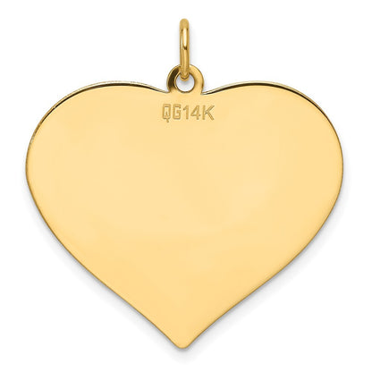14k Yellow Gold Plain .013 Gauge Engravable Heart Disc Charm
