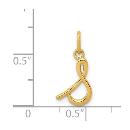 14k Yellow Gold Letter S Initial Charm Pendant for Women