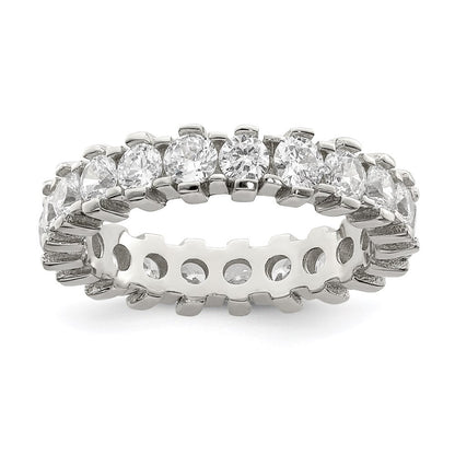 Sterling Silver Rhodium-plated Cubic Zirconia Eternity Band Size 8