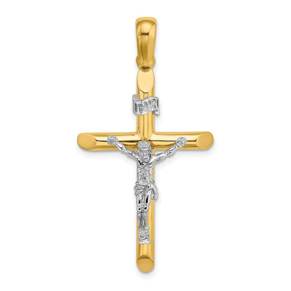 14K Two-Tone Gold Polished Crucifix Charm
