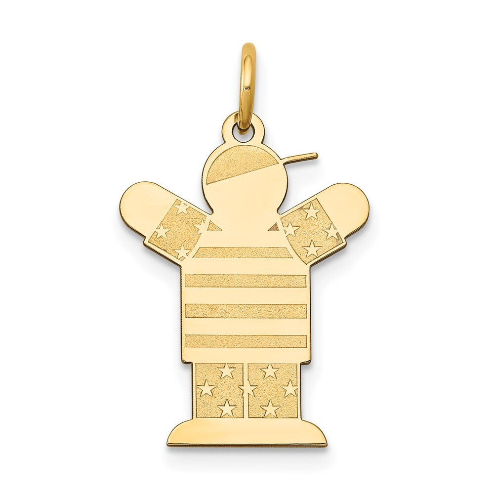 14k Yellow Gold Kid Charm Pendant for Women