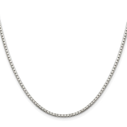 Sterling Silver Rhodium-plated 2mm 8 Sided Diamond-cut Box Chain Necklace