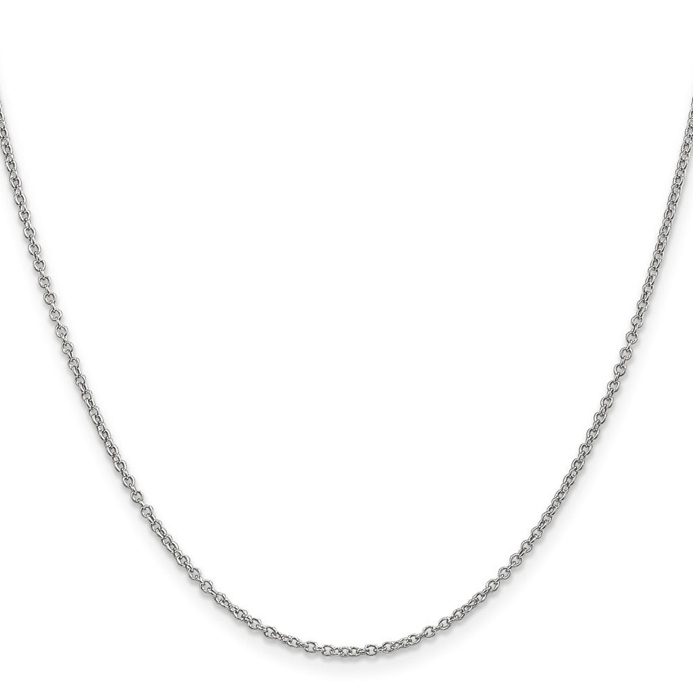 14K White Gold 22 inch 1.4mm Round Open Wide Link Cable Chain Necklace