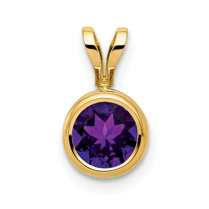14k Yellow Gold 6mm Round Amethyst Bezel Pendant