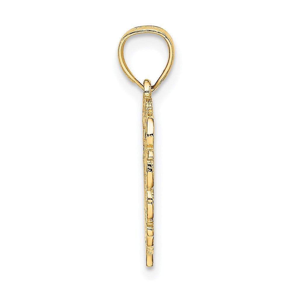 14k Yellow Gold Heart Script Letter O Initial Charm