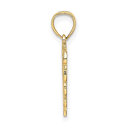 14k Yellow Gold Heart Script Letter O Initial Charm
