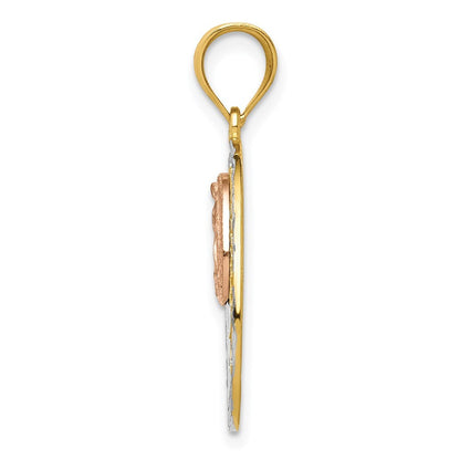 14k Two-tone Gold White Rhodium Lady Guadalupe 15 Pendant for Women