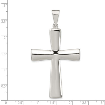 Sterling Silver Rhodium-plated Hollow Cross Pendant