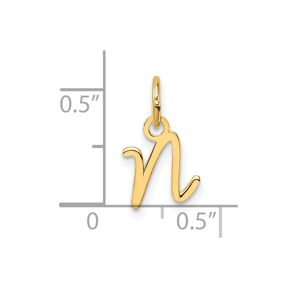 14k Yellow Gold Uppercase Letter N Initial Charm Pendant